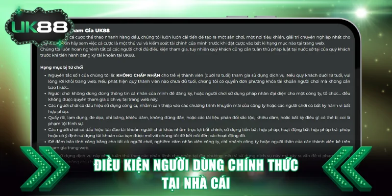 Điều kiện người dùng chính thức tại nhà cái
